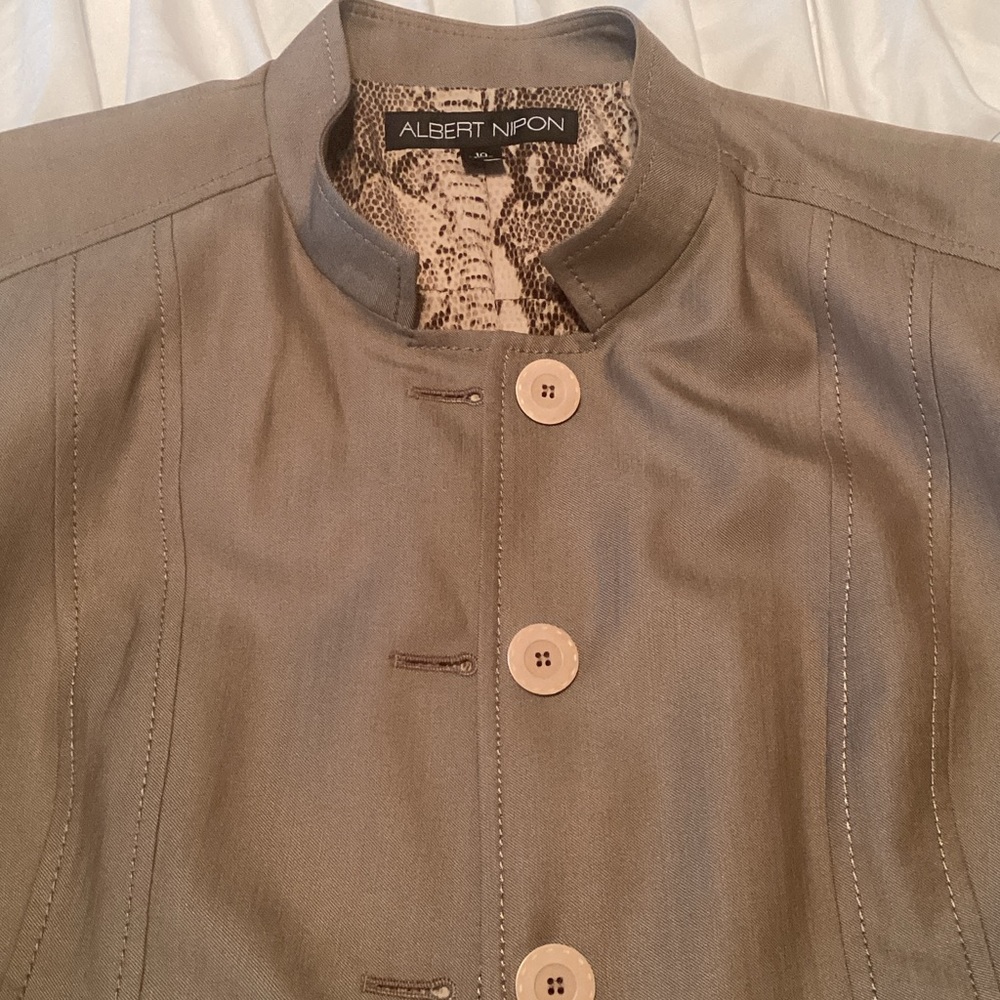 Albert Nipon Taupe Button-Front Jacket